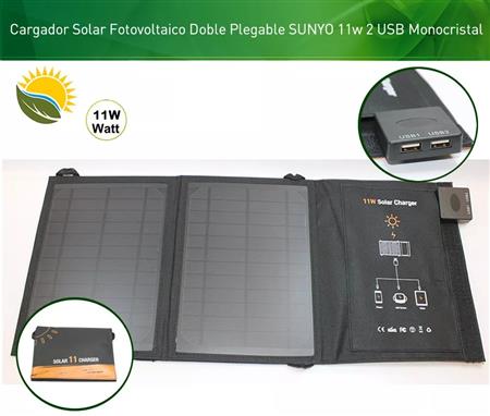 Cargador Solar Portatil Plegable 11w Doble Usb 1850ma